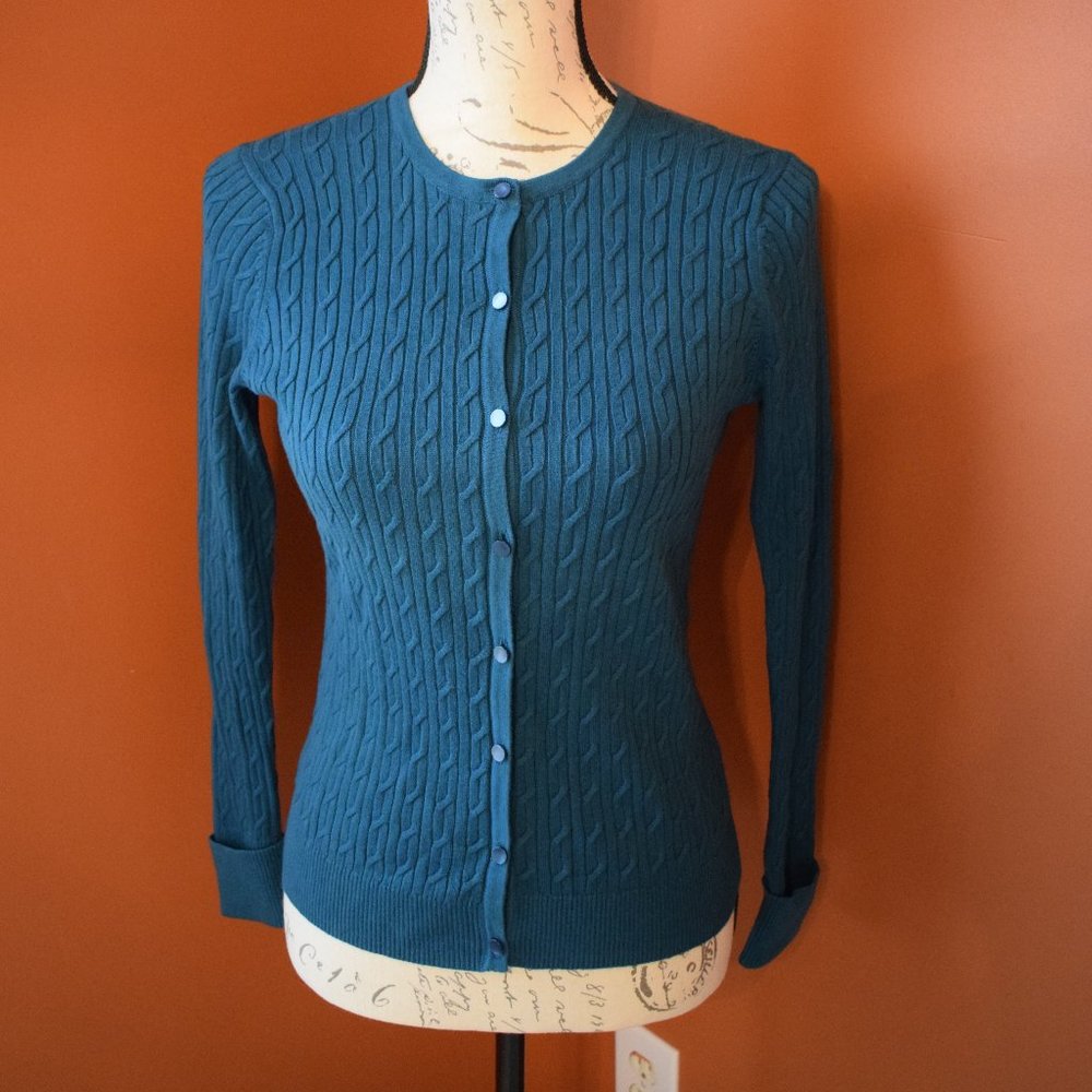 Talbots Pima Cotton Cable knit Cardigan P